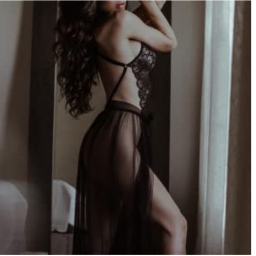 One Piece Lingerie Bodysuit Lace &Teddy Mesh Skirt - Picture 6 of 10